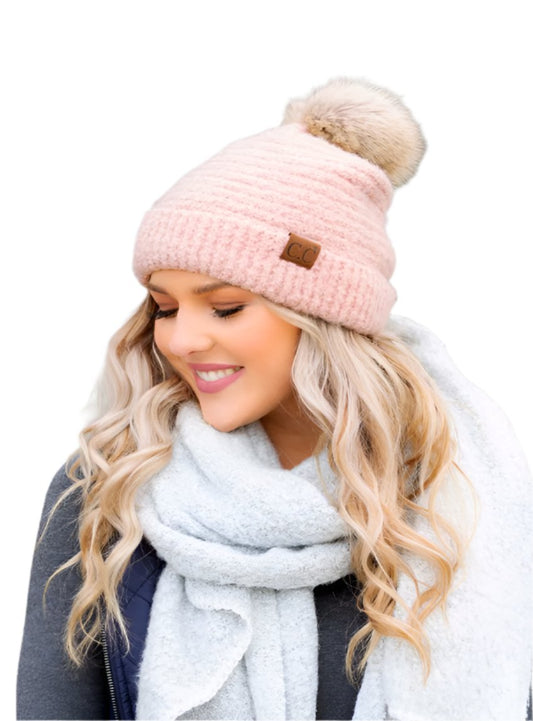 CC Ultra Soft Fur Pom Beanie
