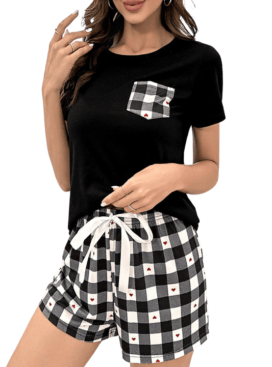 Plaid Heart Top and Shorts Lounge Set - Whimsical Appalachian Boutique