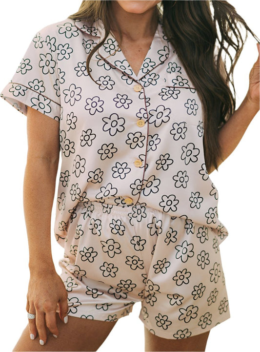 Flower Printed Top and Shorts Lounge Set - Whimsical Appalachian Boutique