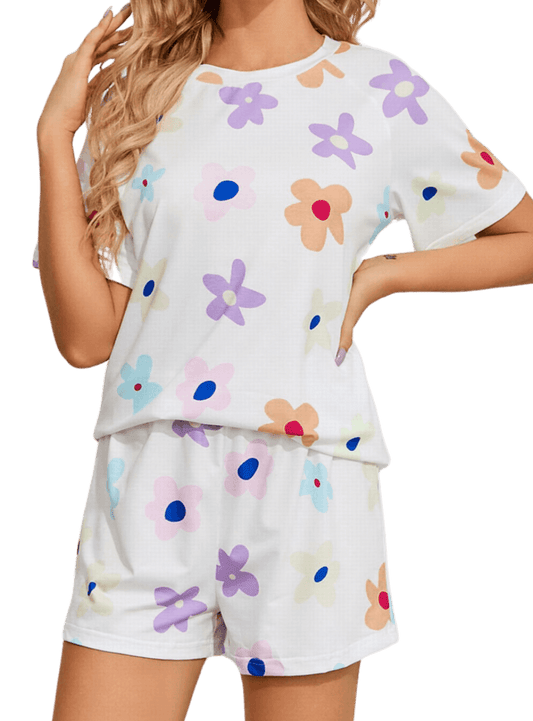 Floral Round Neck Raglan Sleeve Lounge Set - Whimsical Appalachian Boutique