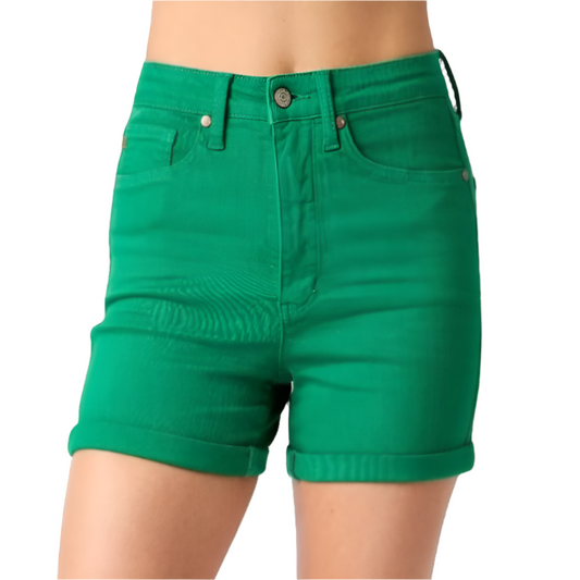 Step out in style with Judy Blue's Garment Dyed Denim Shorts, featuring tummy control for a flattering fit, perfect for every full-size figure.