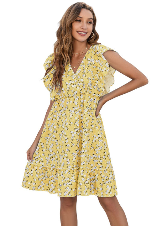 Embrace summer elegance with our Ruffled Floral Mini Dress, available in 4 colors for any occasion. Perfect fit for day-to-night charm.