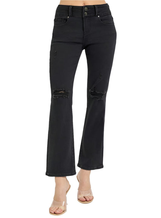 RISEN Jeans | High Rise Wide Waistband Ankle Bootcut