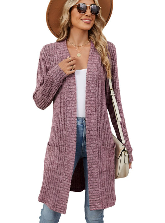 Open Front Ribbed Longline Long Sleeve Cardigan - Whimsical Appalachian Boutique