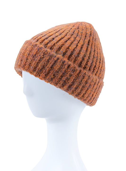 Comfortable orange beanie with varied thread texture