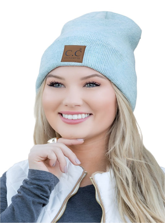 Mint CC heathered boyfriend beanie with soft knit fabric