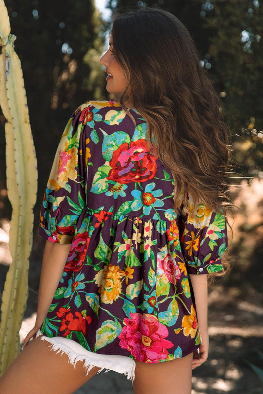 Cotton Floral Embroidered Boho Blouse | Boho Aesthetic | Whimsical Clothing