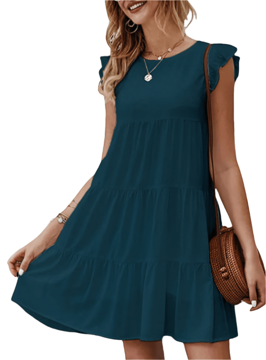 Ruffled Cap Sleeve Mini Dress - Whimsical Appalachian Boutique