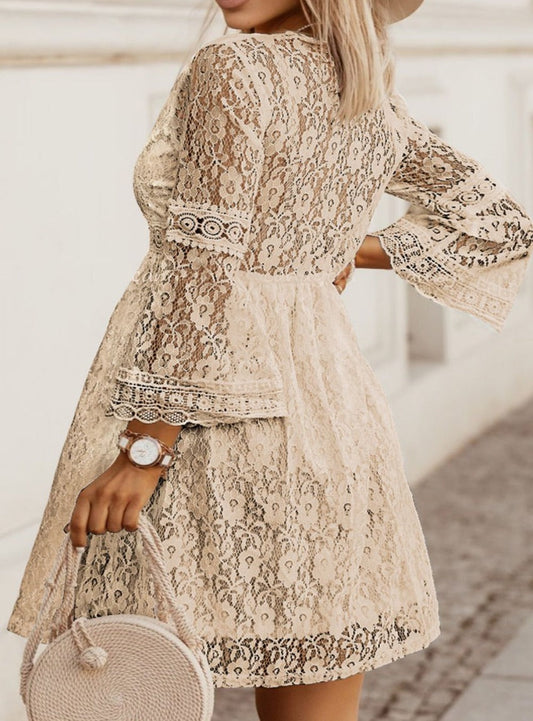 Lace Three-Quarter Sleeve Dress - Whimsical Appalachian Boutique