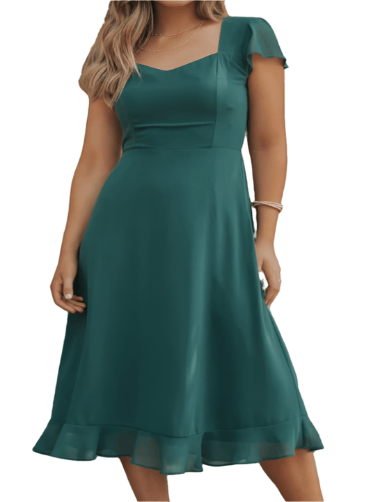 Cutout Ruffle Hem Cap Sleeve Dress - Whimsical Appalachian Boutique