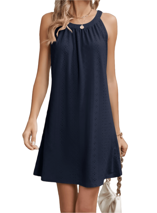 Eyelet Grecian Neck Mini Dress - Whimsical Appalachian Boutique