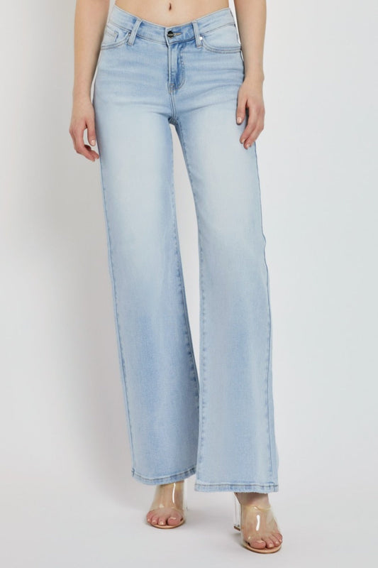 RISEN Jeans | Wide Leg V Dipped Front Waist Denim