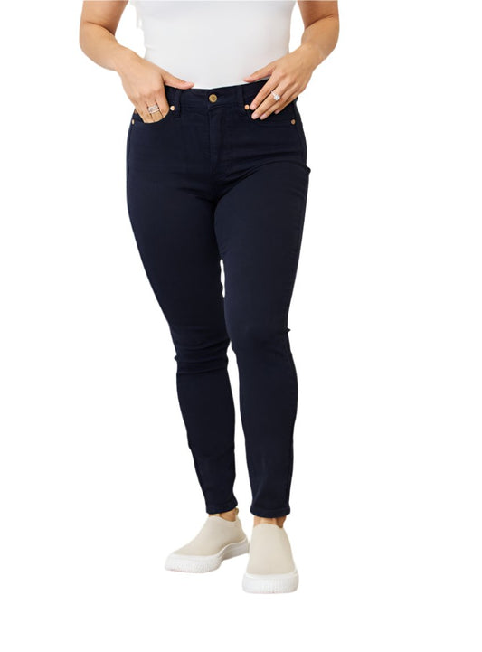 Classic navy skinny jeans with tummy control panel