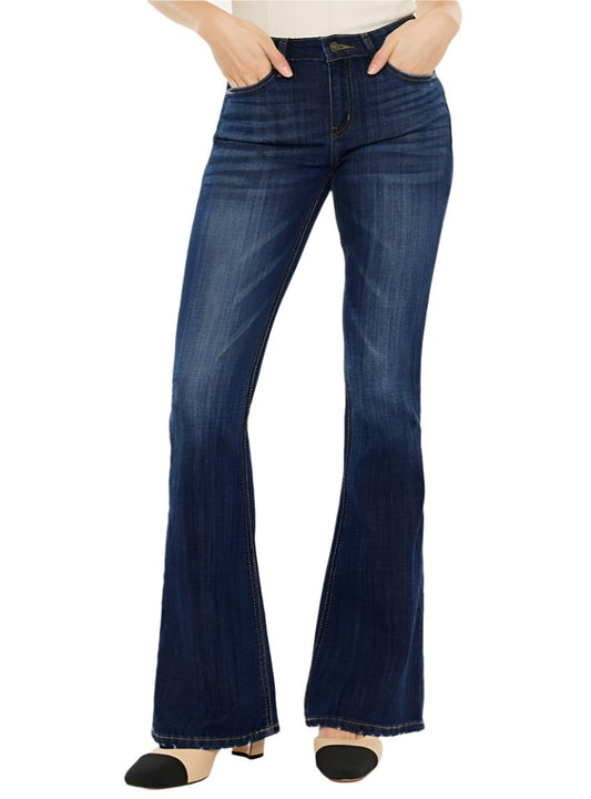 Kancan mid-rise slim flare jeans in dark wash