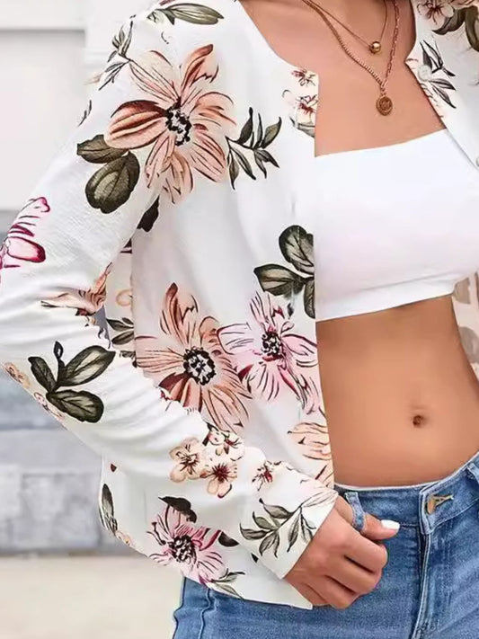 Stylish button up cardigan with floral pattern