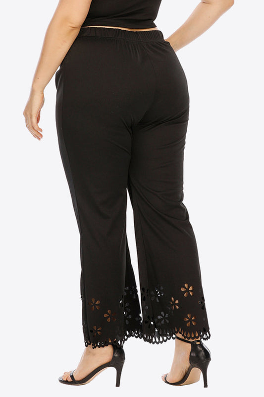 Plus Size Openwork Elastic Waist Pants - Whimsical Appalachian Boutique