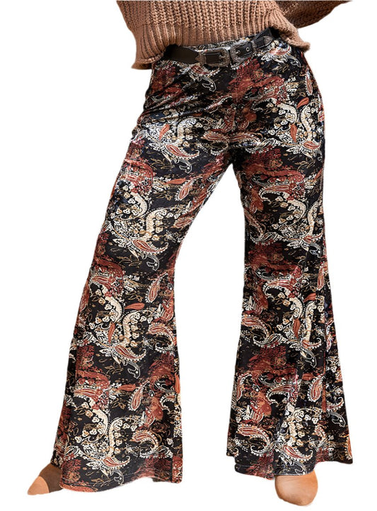 Plus Size Printed Wide Leg Long Pants - Whimsical Appalachian Boutique
