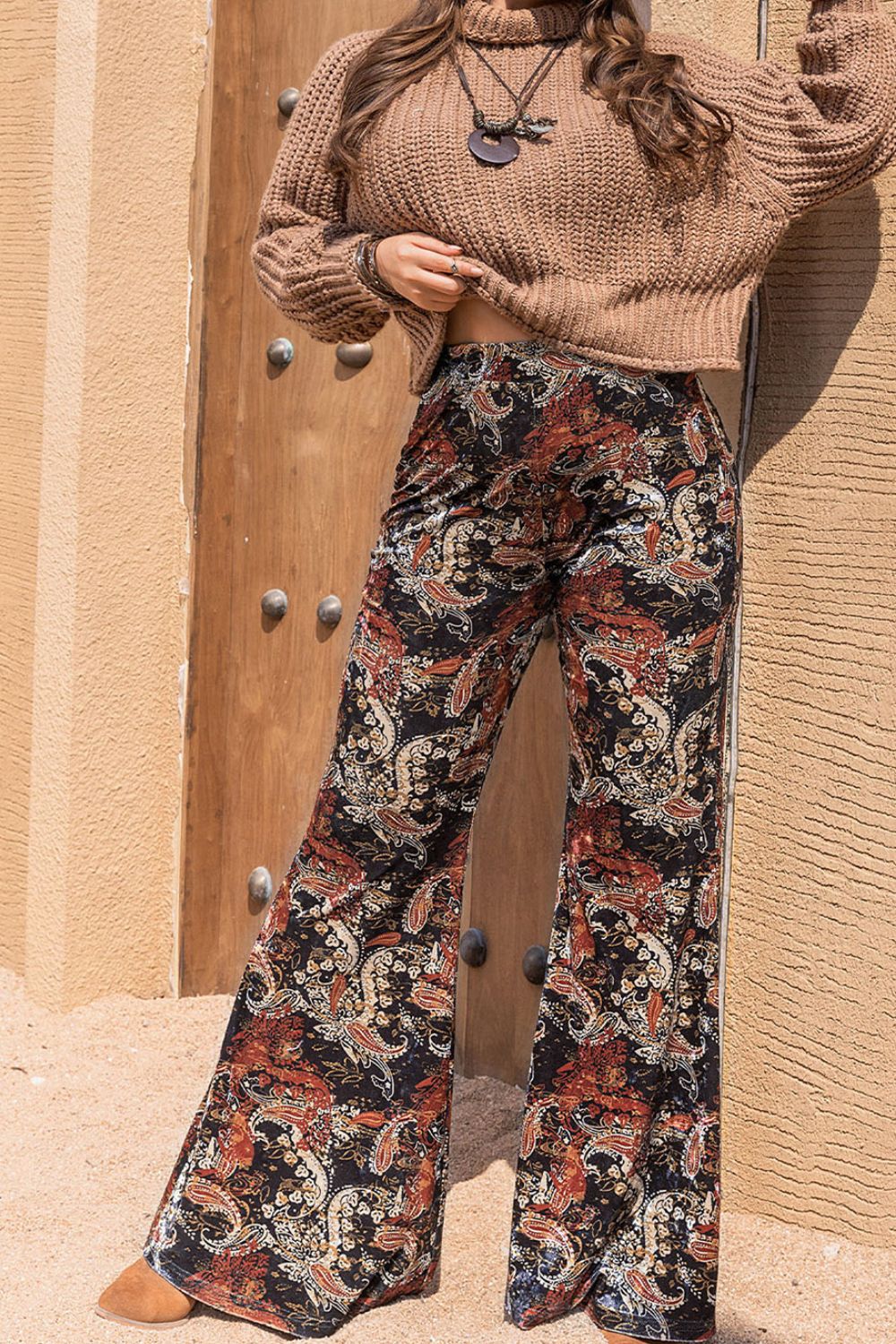 Plus Size Printed Wide Leg Long Pants - Whimsical Appalachian Boutique