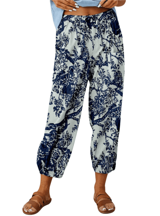 Printed Tied Cropped Pants - Whimsical Appalachian Boutique