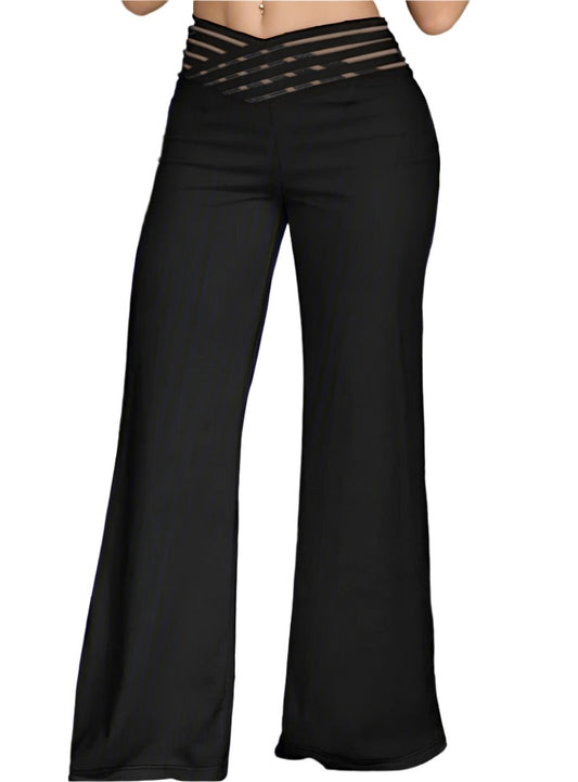 Black plus size V-waistband bootcut pants