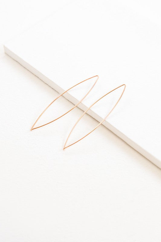 Close-up of Rose Gold Arc Threader Earrings, crafted in 14K over sterling silver.