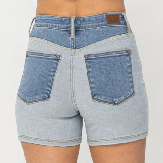 Judy Blue Full Size Color Block Denim Shorts - Whimsical Appalachian Boutique