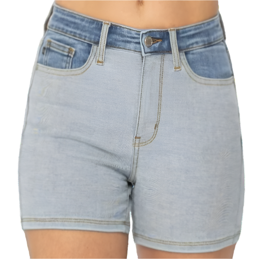 Judy Blue Full Size Color Block Denim Shorts - Whimsical Appalachian Boutique
