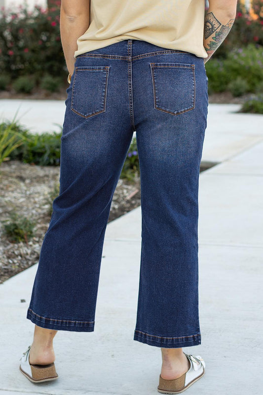 Stylish plus size jeans with wide leg design