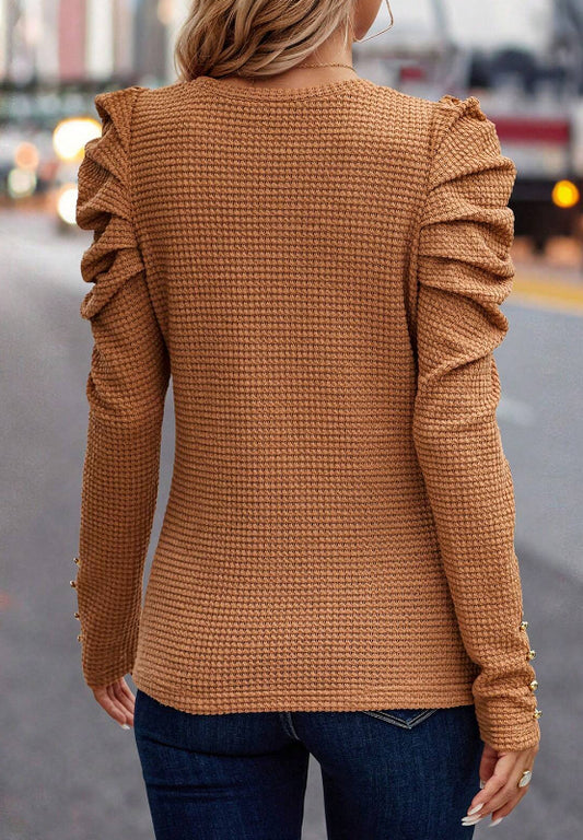 Stylish ribbed knit sweater with elegant texture