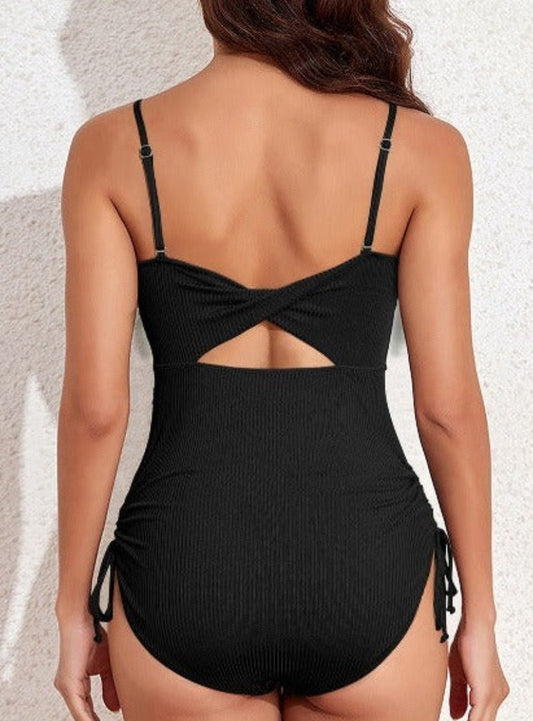 Spaghetti Strap Sleeveless Black One Piece Swimsuit - Whimsical Appalachian Boutique
