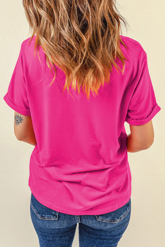 Hot Pink "Teacher" Graphic Tee - Checkered Apple Design - Whimsical Appalachian Boutique