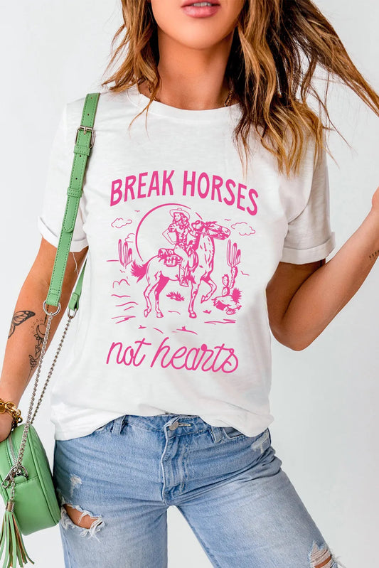 Break Horses Not Hearts Western Style Graphic T-Shirt