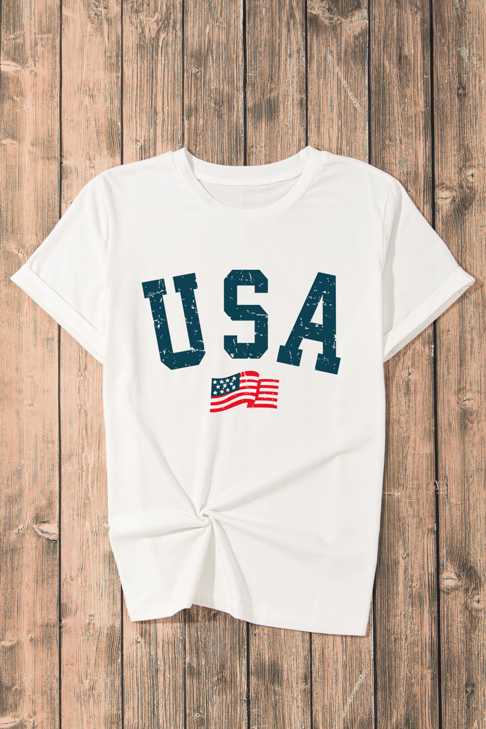 USA Round Neck Short Sleeve T-Shirt - Whimsical Appalachian Boutique