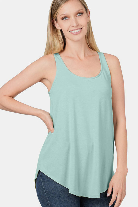 Zenana Round Neck Curved Hem Tank - Whimsical Appalachian Boutique