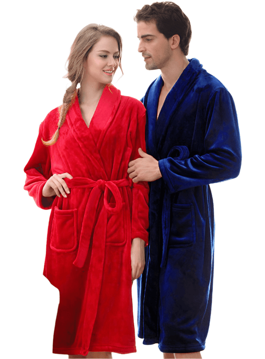 Cozy unisex robe with front pockets and a belted waist