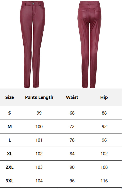 Stylish wine faux leather pants for a trendy outfit