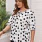 Classic black and white polka dot blouse with half sleeves