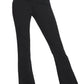 Stretchy black yoga pants with a wide waistband