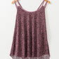 Mauve tank top with a stylish leopard print pattern.