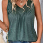 Elegant green sleeveless V-neck top with pleated front