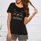 Cozy yet chic Graphic Top & Striped Shorts Set - perfect for stylish lounging. Available in black, red, navy with cute graphics