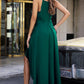 Dark Green Spaghetti Strap High-Low Formal Dress