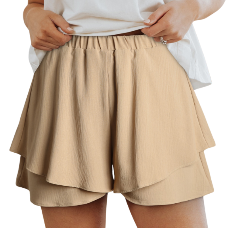 Chic layered shorts with elastic waistband for the perfect fit. Versatile, breathable, and effortlessly stylish for every occasion.