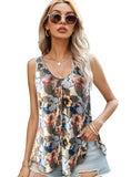 Floral print tank top with vibrant colors and lightweight fabric.