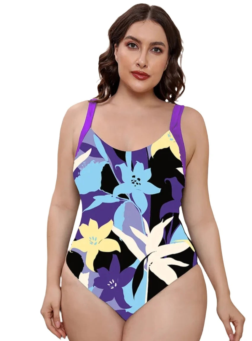 Stand out this summer with our bold floral one-piece swimsuit, designed for comfort and a flattering fit for all body types.
