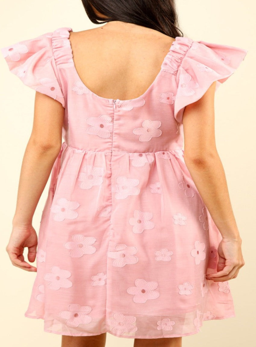 Charm in the VERY J Organza Dress with elegant floral embroidery, perfect for spring occasions and versatile style.