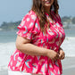 Stylish pink camo ruffle sleeve top for curvy women