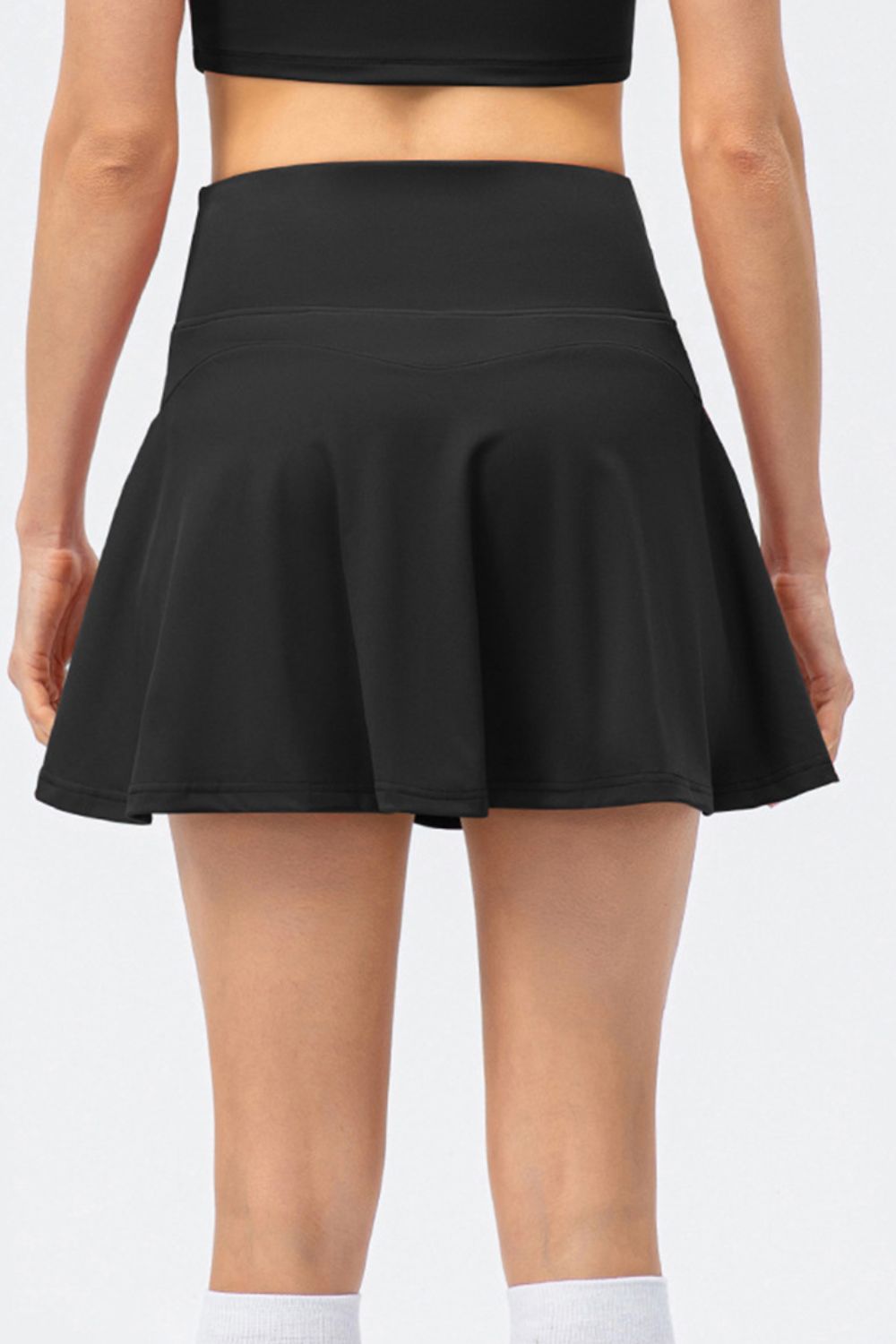 Shop the stylish High Waist Active Skirt with built-in shorts for comfort & elegance during your workouts or casual wear.