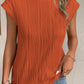 Textured Round Neck Cap Sleeve T-Shirt