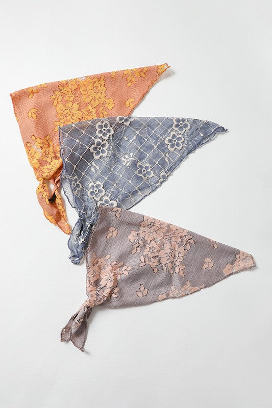 Bohemian Floral Lace Headscarf Available in 3 Colors